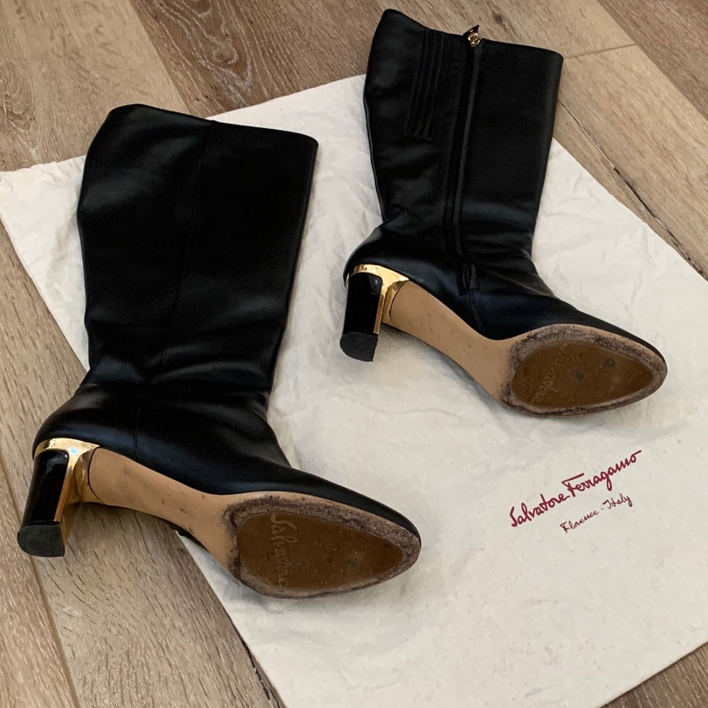 Salvatore Ferragamo boots 38 black leather - Picture 4 of 9